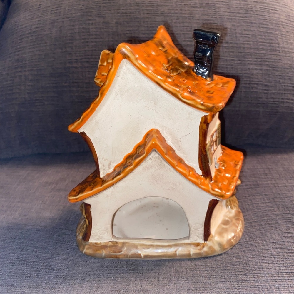 Vintage Bisque Ceramic Halloween House Tea Light Candle Holder - Picture 2 of 8
